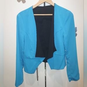 💎 Open front Blue cropped peplum blazer size 12